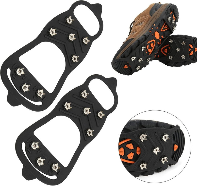 Load image into Gallery viewer, Antislip schoenspikes met 8 tanden zwart - happygetfit.com
