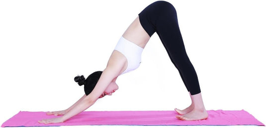 Antislip sneldrogende yogahanddoeken (6 kleuren) met draagtas van mesh, extra lang (62 x 183 cm) - happygetfit.com