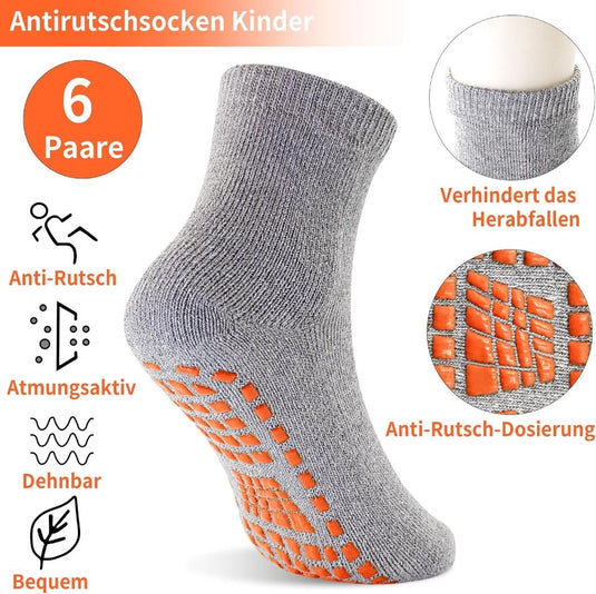 Antislip sportsokken voor kinderen 6 paar met grip – yoga fitness sokken – jongens en meisjes 2-13 jaar - happygetfit.com