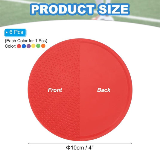 Antislip spot markers 10,5 cm (6 stuks) - Platte vloerstippen behendigheidsmarkeringen - Agility poly stippen sport & training - happygetfit.com