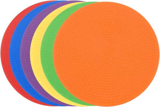 Antislip spot markers 10,5 cm (6 stuks) - Platte vloerstippen behendigheidsmarkeringen - Agility poly stippen sport & training - happygetfit.com