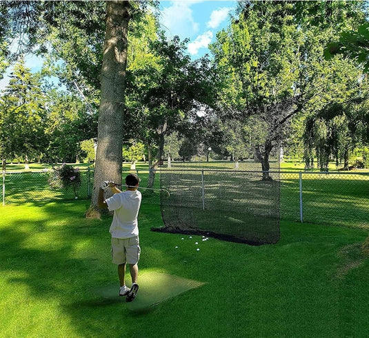Aoneky Heavy Duty Knotless Golf Hitting Net, Practice Net with Reinforced Rope Edge, 1" Square Mesh 3mm Polyester Netting for Baseball Soccer Hockey Backyard Driving Cage Indoor Outdoor Use - happygetfit.com
