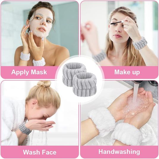 AOOWU Polsband, Elastische Microvezel, Gezichtswas, Cosmetica, Haarband, Spa-armbanden voor Absorberende Zweetband voor Vrouwen en Meisjes, Make-up, Pols, Gezichtsverzorging - happygetfit.com