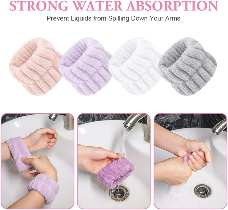 Laad afbeelding in Galerijviewer, AOOWU Polsband, Elastische Microvezel, Gezichtswas, Cosmetica, Haarband, Spa-armbanden voor Absorberende Zweetband voor Vrouwen en Meisjes, Make-up, Pols, Gezichtsverzorging - happygetfit.com
