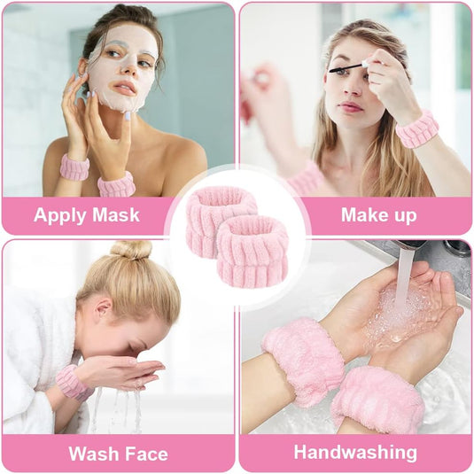 AOOWU Polsband, Elastische Microvezel, Gezichtswas, Cosmetica, Haarband, Spa-armbanden voor Absorberende Zweetband voor Vrouwen en Meisjes, Make-up, Pols, Gezichtsverzorging - happygetfit.com