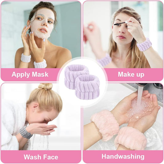 AOOWU Polsband, Elastische Microvezel, Gezichtswas, Cosmetica, Haarband, Spa-armbanden voor Absorberende Zweetband voor Vrouwen en Meisjes, Make-up, Pols, Gezichtsverzorging - happygetfit.com