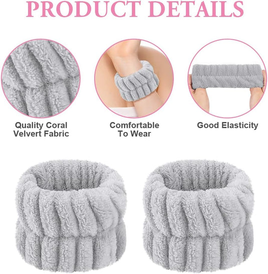 AOOWU Polsband, Elastische Microvezel, Gezichtswas, Cosmetica, Haarband, Spa-armbanden voor Absorberende Zweetband voor Vrouwen en Meisjes, Make-up, Pols, Gezichtsverzorging - happygetfit.com