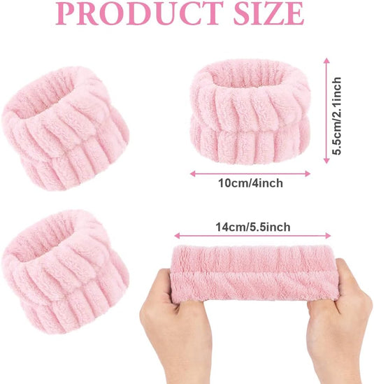 AOOWU Polsband, Elastische Microvezel, Gezichtswas, Cosmetica, Haarband, Spa-armbanden voor Absorberende Zweetband voor Vrouwen en Meisjes, Make-up, Pols, Gezichtsverzorging - happygetfit.com