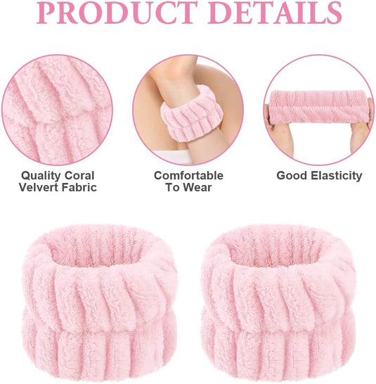 AOOWU Polsband, Elastische Microvezel, Gezichtswas, Cosmetica, Haarband, Spa-armbanden voor Absorberende Zweetband voor Vrouwen en Meisjes, Make-up, Pols, Gezichtsverzorging - happygetfit.com