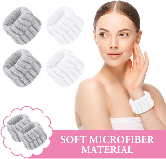 AOOWU Polsband, Elastische Microvezel, Gezichtswas, Cosmetica, Haarband, Spa-armbanden voor Absorberende Zweetband voor Vrouwen en Meisjes, Make-up, Pols, Gezichtsverzorging - happygetfit.com
