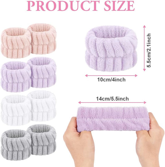 AOOWU Polsband, Elastische Microvezel, Gezichtswas, Cosmetica, Haarband, Spa-armbanden voor Absorberende Zweetband voor Vrouwen en Meisjes, Make-up, Pols, Gezichtsverzorging - happygetfit.com