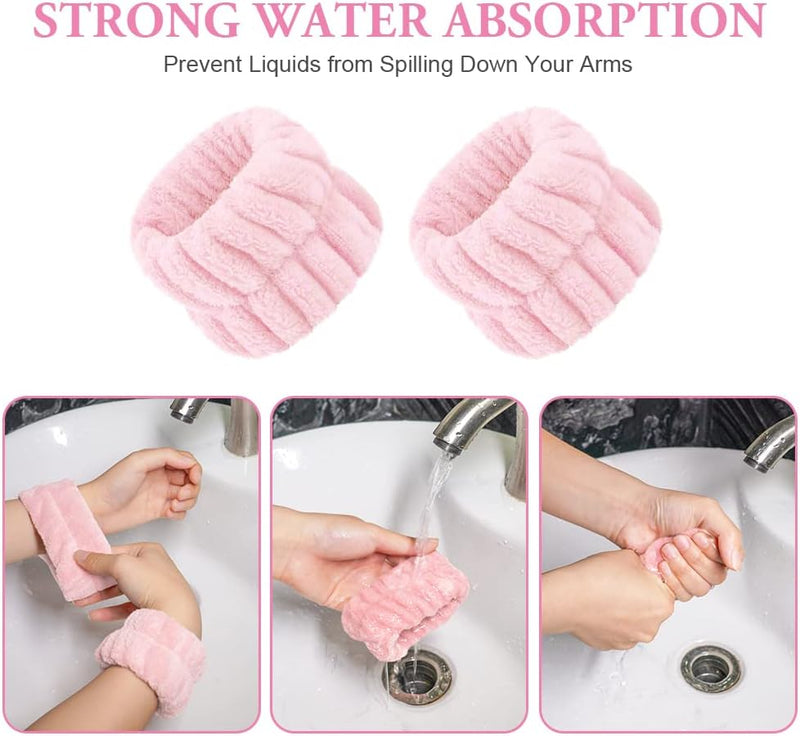 Laad afbeelding in Galerijviewer, AOOWU Polsband, Elastische Microvezel, Gezichtswas, Cosmetica, Haarband, Spa-armbanden voor Absorberende Zweetband voor Vrouwen en Meisjes, Make-up, Pols, Gezichtsverzorging - happygetfit.com

