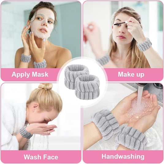 AOOWU Polsband, Elastische Microvezel, Gezichtswas, Cosmetica, Haarband, Spa-armbanden voor Absorberende Zweetband voor Vrouwen en Meisjes, Make-up, Pols, Gezichtsverzorging - happygetfit.com
