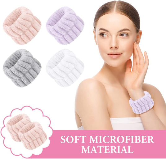 AOOWU Polsband, Elastische Microvezel, Gezichtswas, Cosmetica, Haarband, Spa-armbanden voor Absorberende Zweetband voor Vrouwen en Meisjes, Make-up, Pols, Gezichtsverzorging - happygetfit.com
