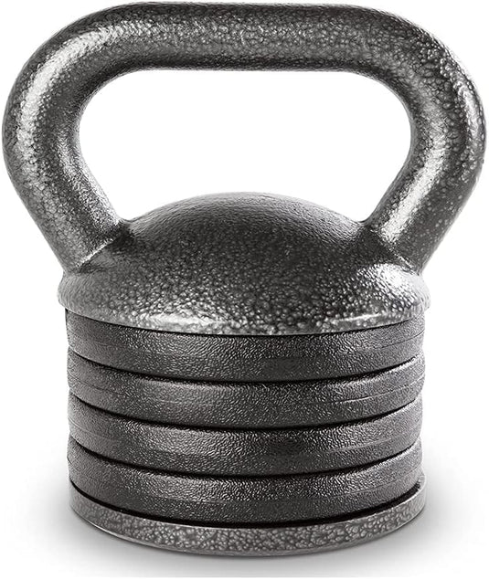 Apex 20lb Adjustable Cast Iron Kettlebell Handle, Compatible with 1” Weight Plates, Up to 50lb Load Capacity for Strength Training, Weightlifting, Home Workouts - happygetfit.com