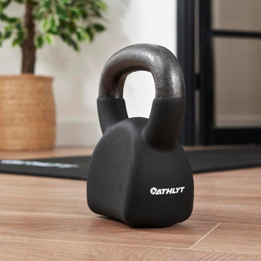 Athlyt - Neopreen gietijzeren kettlebell, zwart - happygetfit.com
