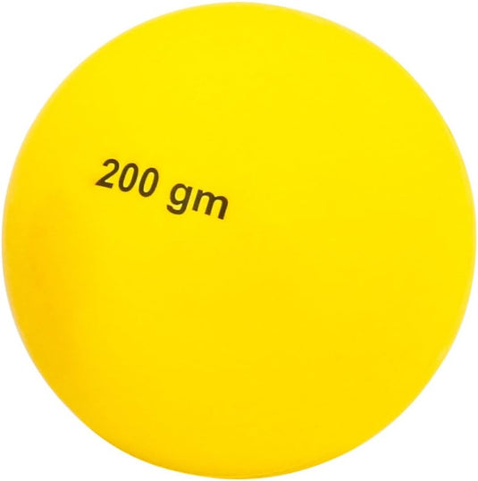 Atletiek werpbal 200 gram 75 mm van kunststof geel – wedstrijd werpbal – trainingsbal - happygetfit.com