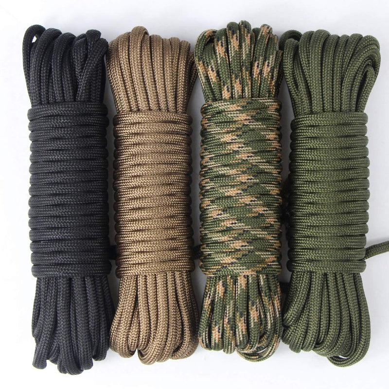 Laad afbeelding in Galerijviewer, aufodara 4 Pieces 19ft / 6Meter Paracord Cords 550 Multifunction Paracord Rope Crafting Bracelet Braided Rope Lanyards Dog Collar DIY Crafting (D4-A) - happygetfit.com
