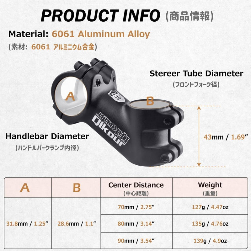Laad afbeelding in Galerijviewer, Azarxis 25.4mm 31.8mm Stem 70mm 80mm 90mm 110mm 120mm 130mm 17 35 45 60 Degree Adjustable Bike Stem Mountain Bike Stem Short Handlebar Stem for Bicycle, Road Bike, MTB, BMX, Cycling - happygetfit.com
