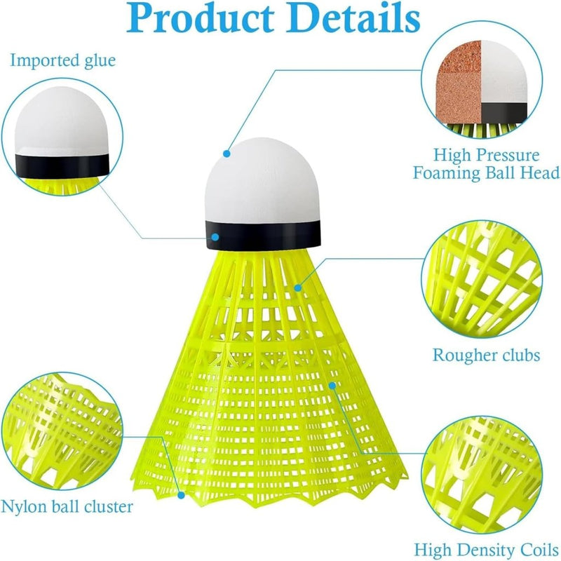 Laad afbeelding in Galerijviewer, Badmintonshuttles 12 stuks van nylon met schuimkop voor binnen en buiten – badmintonveren – racketaccessoires - happygetfit.com
