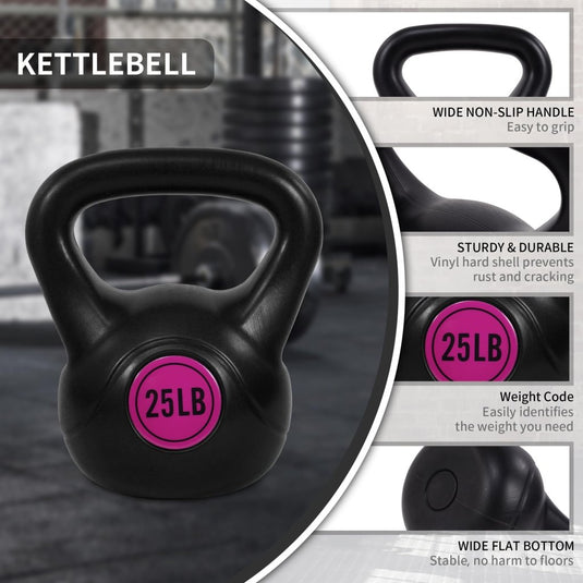 BalanceFrom Vinyl Kettlebell Set, 30/45/50/75 Pound Options – Cement-Filled Strength Training Weights with Ergonomic Grip and Color Coding for Full Body Fitness at Home or Gym - happygetfit.com