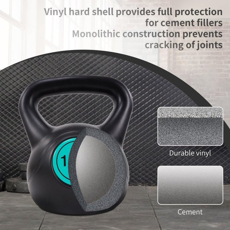 Laad afbeelding in Galerijviewer, BalanceFrom Vinyl Kettlebell Set, 30/45/50/75 Pound Options – Cement-Filled Strength Training Weights with Ergonomic Grip and Color Coding for Full Body Fitness at Home or Gym - happygetfit.com
