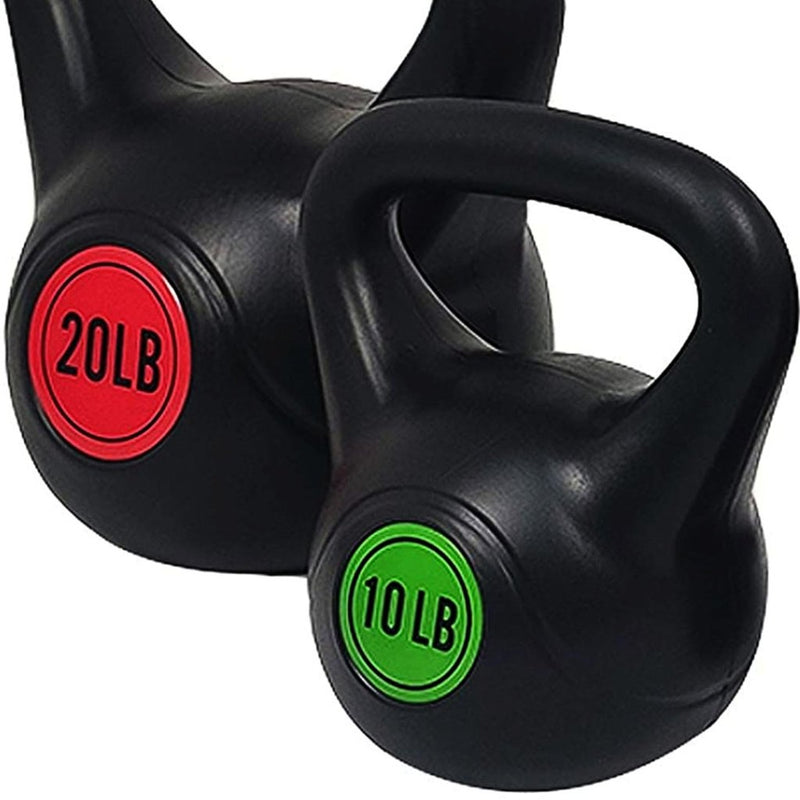 Laad afbeelding in Galerijviewer, BalanceFrom Vinyl Kettlebell Set, 30/45/50/75 Pound Options – Cement-Filled Strength Training Weights with Ergonomic Grip and Color Coding for Full Body Fitness at Home or Gym - happygetfit.com
