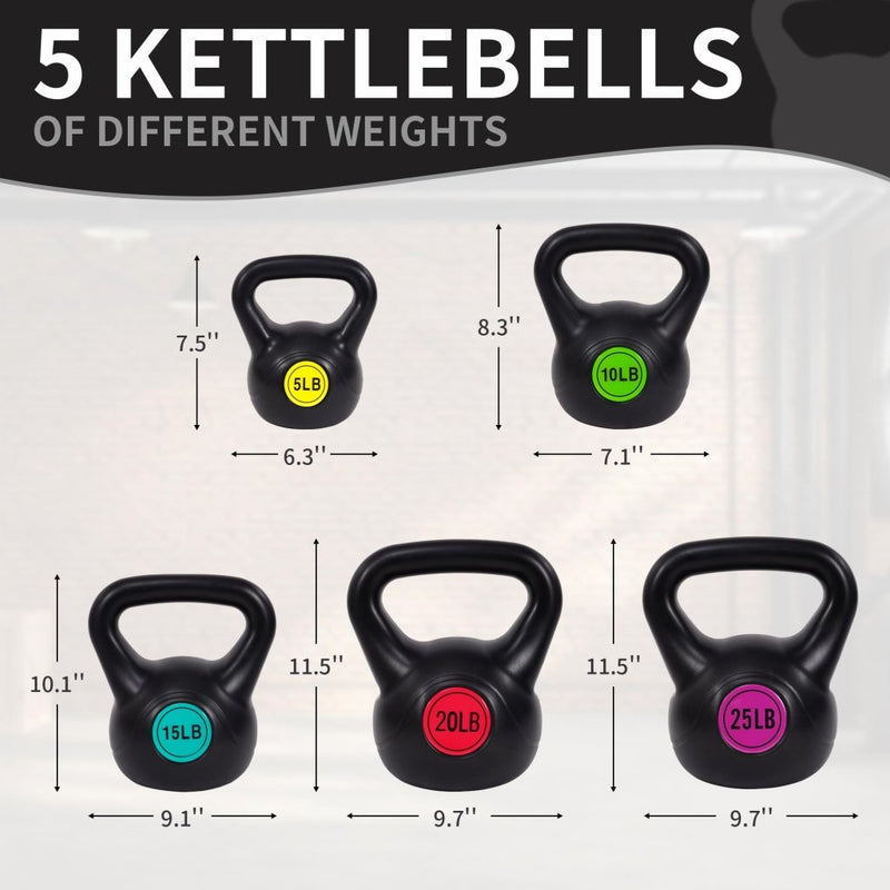 Laad afbeelding in Galerijviewer, BalanceFrom Vinyl Kettlebell Set, 30/45/50/75 Pound Options – Cement-Filled Strength Training Weights with Ergonomic Grip and Color Coding for Full Body Fitness at Home or Gym - happygetfit.com
