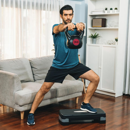BalanceFrom Vinyl Kettlebell Set, 30/45/50/75 Pound Options – Cement-Filled Strength Training Weights with Ergonomic Grip and Color Coding for Full Body Fitness at Home or Gym - happygetfit.com
