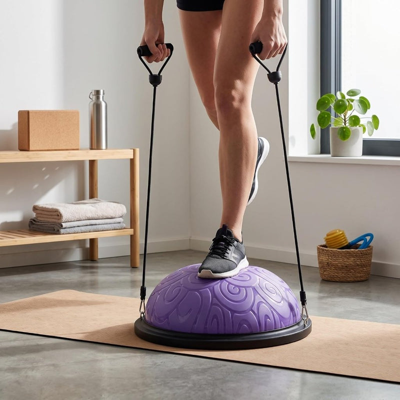 Chargez l'image dans la visionneuse de la galerie, Balanstrainer 46 cm met weerstandsbanden – antislip halve bal – core training – evenwichtstraining - happygetfit.com
