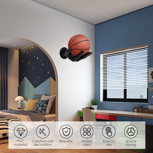 Balhouder wandplank handvorm set van 2 zwart - happygetfit.com