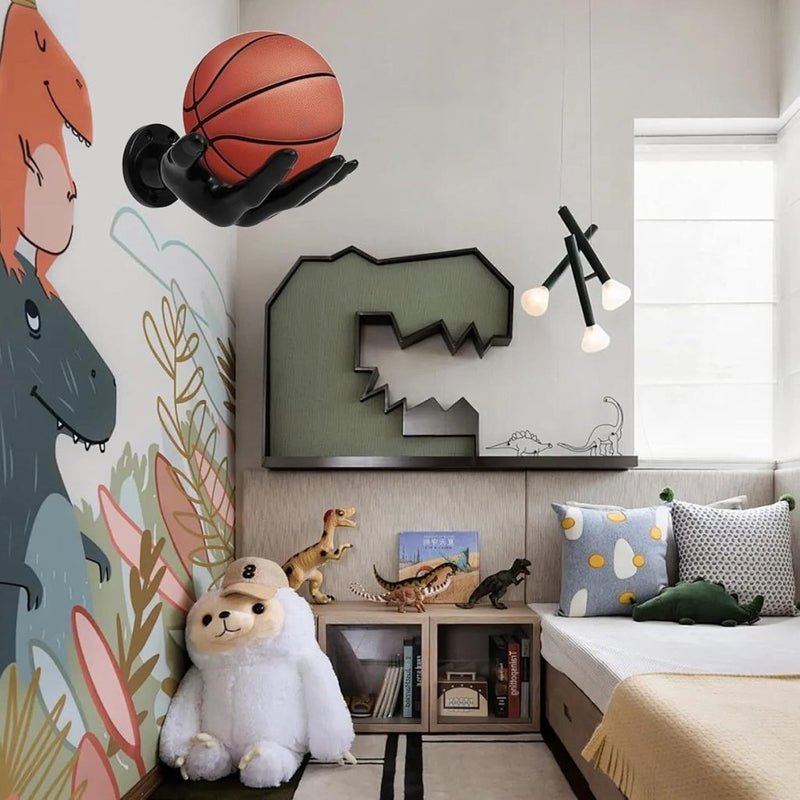 Laad afbeelding in Galerijviewer, Balhouder wandplank handvorm set van 2 zwart - happygetfit.com
