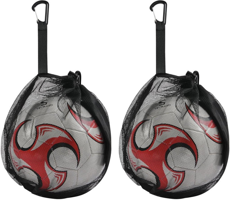 Charger l’image dans la visionneuse de galerie, Ballenzakken 2 stuks van ademend polyester mesh met trekkoord en ophangclip voor voetbal basketbal en volleybal – balopbergtassen – sportballenhouders - happygetfit.com
