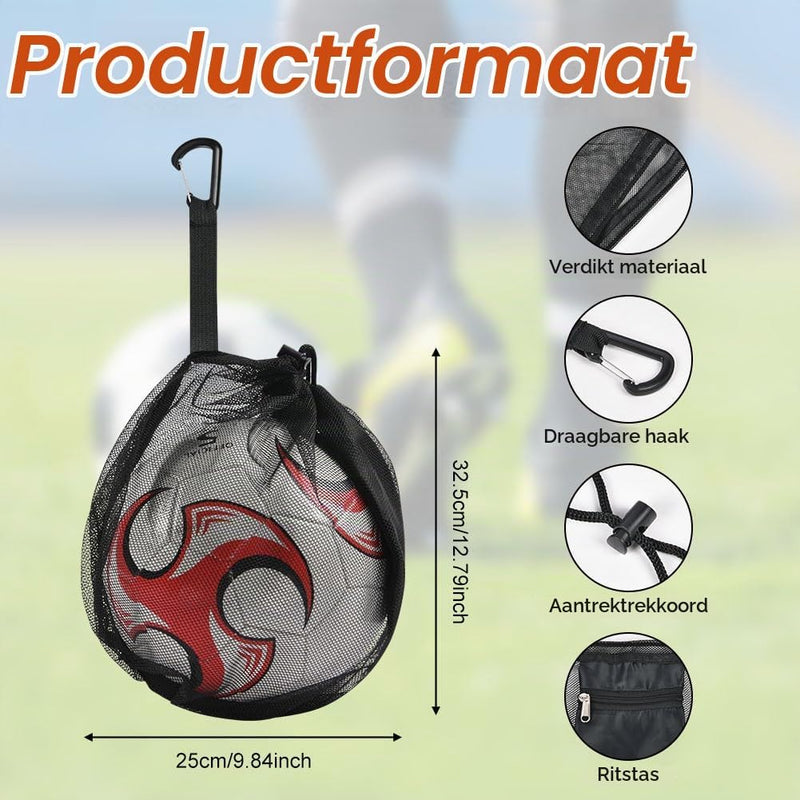 Charger l’image dans la visionneuse de galerie, Ballenzakken 2 stuks van ademend polyester mesh met trekkoord en ophangclip voor voetbal basketbal en volleybal – balopbergtassen – sportballenhouders - happygetfit.com
