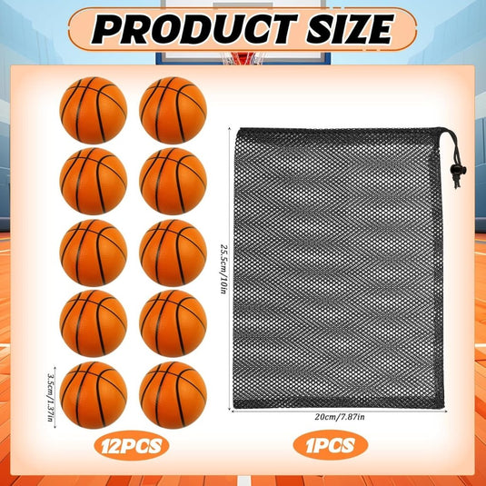 Basketbal stressballen set van 12 met opbergzak - happygetfit.com