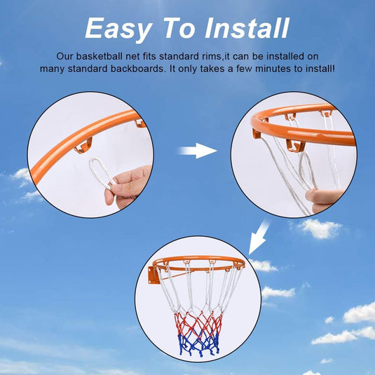 Basketbalnetten 2 stuks van stevig polypropyleen met 12 ophanglussen en 50 cm lengte voor standaard basketbalringen – basketnetten – ringnetten - happygetfit.com