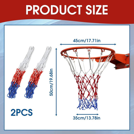 Basketbalnetten set van 2 rood blauw wit - happygetfit.com