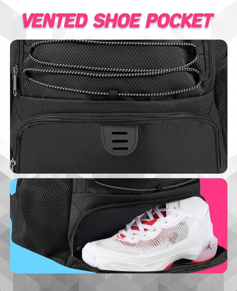 Chargez l'image dans la visionneuse de la galerie, Basketbalrugzak zwart met bal- en schoenenvak - happygetfit.com
