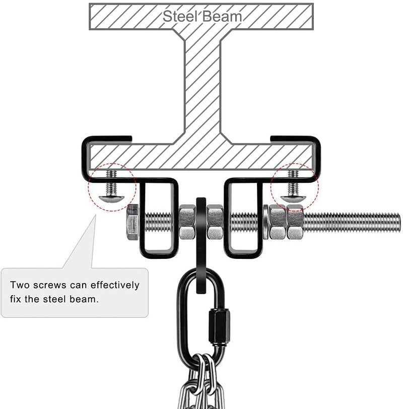 Laad afbeelding in Galerijviewer, BeneLabel Punching Bag Hanger for I Beam 880 LBs Capacity Heavy Bag Mount Width Adjustable Boxing Bag Holder &amp; Steel Beam Clamp for Beam - happygetfit.com
