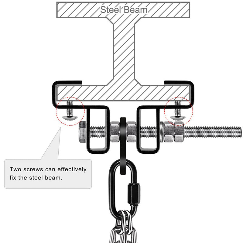 Laad afbeelding in Galerijviewer, BeneLabel Punching Bag Hanger for I Beam 880 LBs Capacity Heavy Bag Mount Width Adjustable Boxing Bag Holder &amp; Steel Beam Clamp for Beam - happygetfit.com
