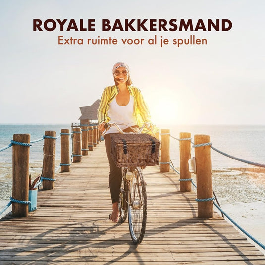 Bicycle Gear Rieten Fietsmand Voor - Rotan Fietsmand Stuur 30L - Bakkersmand 45 x 30 x 25 cm - Fietsaccessoires Volwassenen - Fietsmandje voor Oma Fiets, Stadsfiets of Transportfiets - happygetfit.com