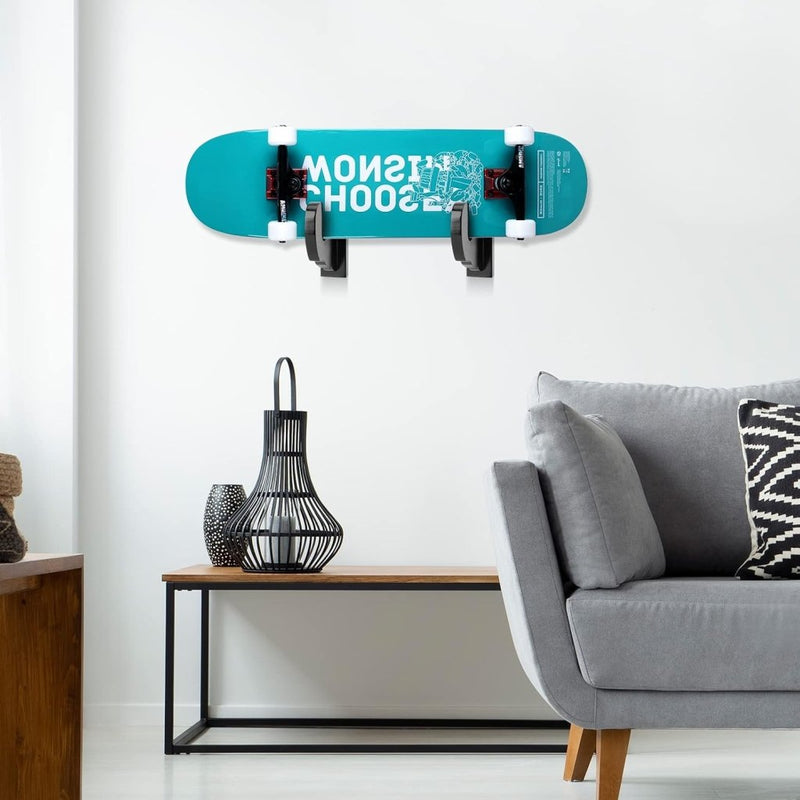 Laad afbeelding in Galerijviewer, BIJUN Skateboard muurbevestiging, longboard hanger plank display rek, geschikt voor skateboard, longboard, ski's, snowboards, waterski's en elektrisch skateboard (zwart) - happygetfit.com
