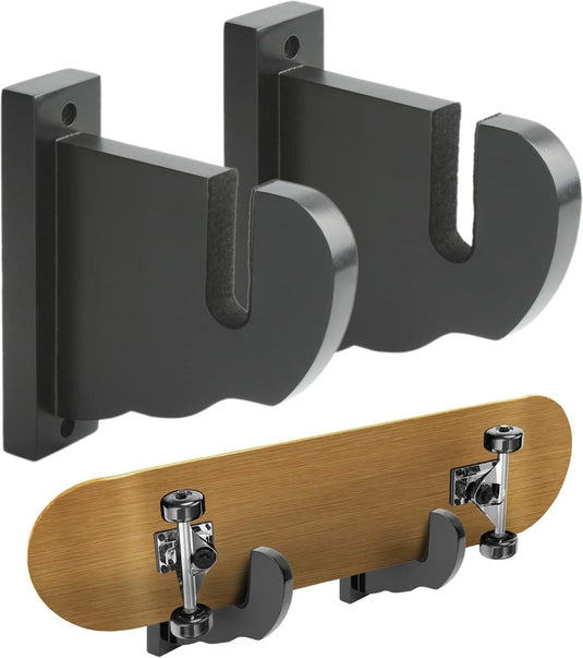 BIJUN Skateboard muurbevestiging, longboard hanger plank display rek, geschikt voor skateboard, longboard, ski's, snowboards, waterski's en elektrisch skateboard (zwart) - happygetfit.com