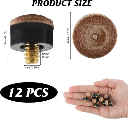 Biljart keu schroeftips 12 mm set van 12 bruin - happygetfit.com