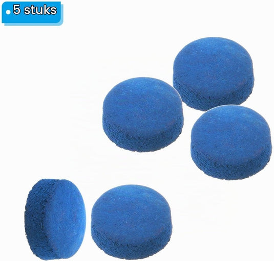 Biljart keu tips 5 stuks 12 mm van kunstleer blauw – vervangende pomeransen – biljart accessoires - happygetfit.com
