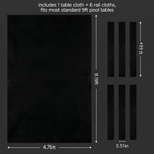 Biljartdoek voor 9 ft pooltafel zwart - happygetfit.com