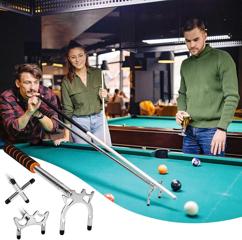 Load image into Gallery viewer, Biljartkeu Uitschuifbare Biljartkeu met 3 stuks Afneembare Messing Brug Hoofd Brug Houder Biljart Accessoires voor Biljarttafel, Snooker, Spel, Wedstrijd (Zilver) - happygetfit.com
