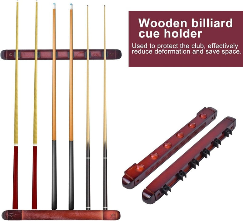 Load image into Gallery viewer, Biljartkeu wandhouder voor 6 keuen – houten keurek voor pool en snooker - happygetfit.com
