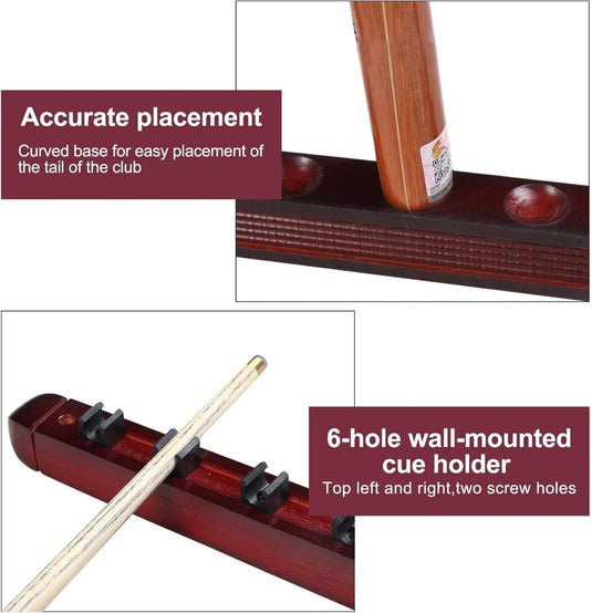 Biljartkeu wandhouder voor 6 keuen – houten keurek voor pool en snooker - happygetfit.com