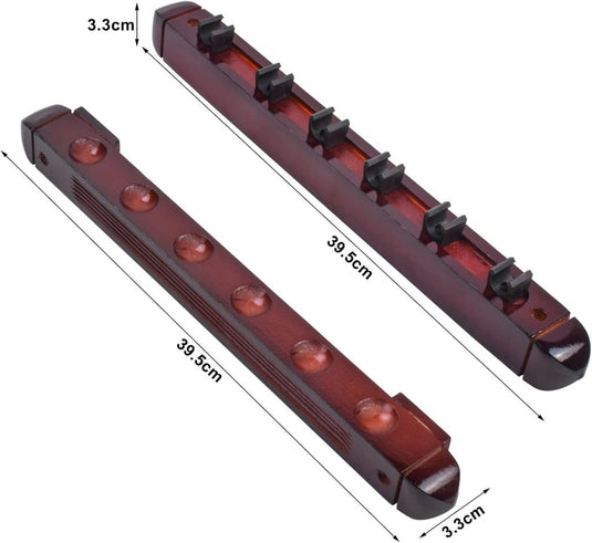 Biljartkeu wandhouder voor 6 keuen – houten keurek voor pool en snooker - happygetfit.com